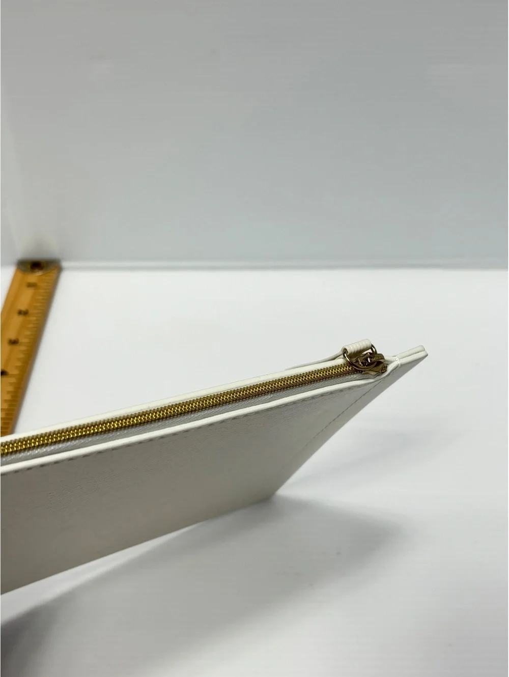 Narciso Rodriguez White Textured Leather Zip Pouch Clutch